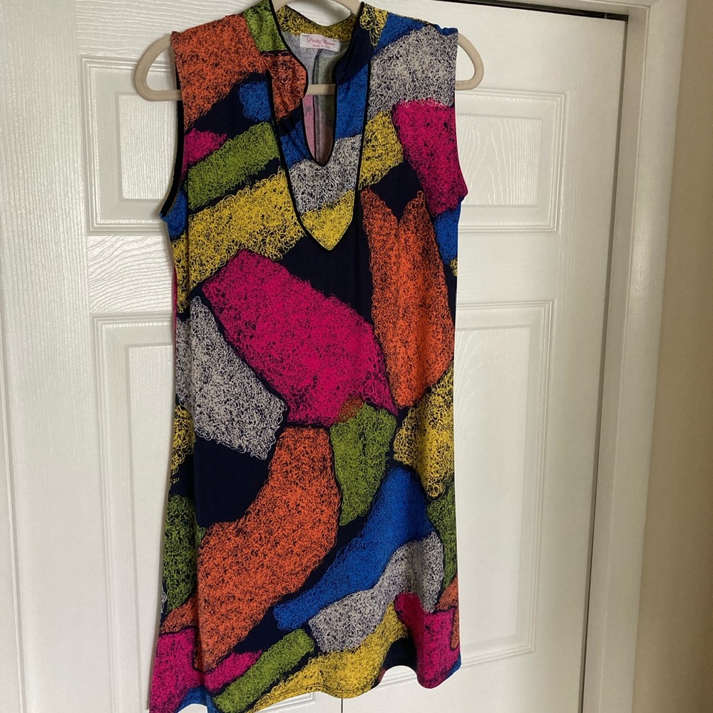 Pretty woman slip on sleeveless dress multi colored